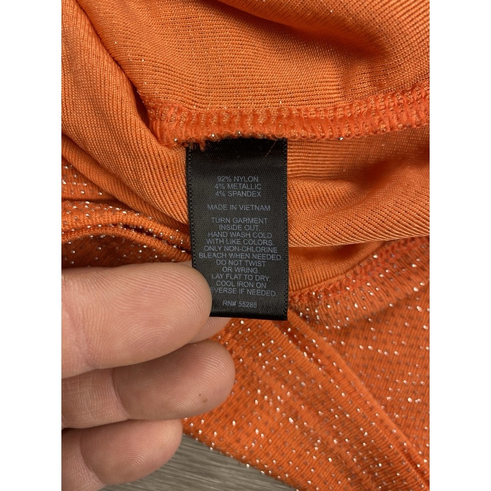 Express Women's Sleeveless Metallic V Neck Camisole Tank Top Orange Large New - Picture 6 of 8